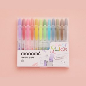 [모나미] 이지클릭 형광펜 12색 세트, [모나미] 이지클릭 형광펜 12색 세트 - 노크식, 본상품선택, 1개
