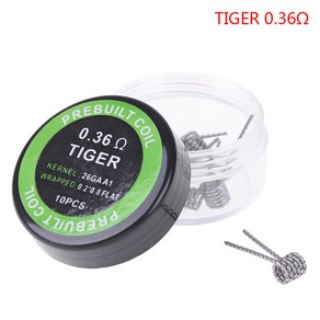 Alien 쿼드 하이브 융합 클랩튼 타이거 히팅 와이어 사전 제작 RBA RDA 코일 10개, TIGER 0.36, 02 TIGER 0.36