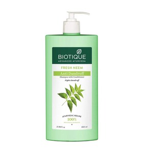 바이오티크 Biotique Fesh Neem 안티 비듬 샴푸 및 컨디셔너 비듬조절 건조함 벗겨짐 가려움증 제거 650ml, 1개