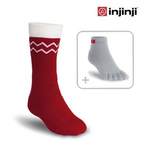 INJINJI 인진지 양말 에코울 퍼포먼스 세트 발가락 양말 등산 양말 스포츠 양말, 레드, S (215~250mm), 1개