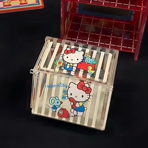 귀여운 hellokitty 보관 상자 아크릴 고양이 사탕 플립 탑 데스크탑 보관함, 1개, 키티폰 수납박스