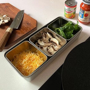 업소용 스텐밧드 바트 양념 식재료보관 칸막이 나눔반찬통 냉장고정리밧트 2칸 3칸 4칸 6칸 8칸, 분리형 밧드 세트(3칸)