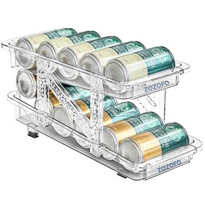 ZOZOFO냉장고 캔 저안트레이 음료수 맥주 정리 보관함 폭 조절 가능 / 음료 자동 정렬트레이 캔음료 정리 냉장고 자동 디스펜서, 투명