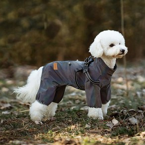 강아지 올인원 레인코트 강아지 우비 애견 비옷 반사광 산책옷