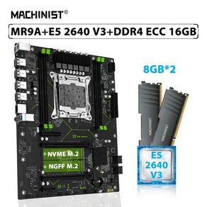 MACHINIST X99 MR9A-H 마더보드 세트 LGA 2011-3 키트 Xeon E5 2640 V3 프로세서 CPU 16GB2x8GB DDR4 ECC 메모리 RAM NGFF, 1) 마더 보드