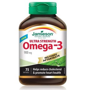 Jamieson 오메가3 영양제 No Fishy Aftetaste Omega-3 900 mg Ulta Stength 75정, 1개