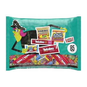 HARIBO JOLLY RANCHER 및 TWIZZLERS 다양한 과일 맛 할로윈 캔디 백 715.3g(25oz) (85피스), 다양한 과일 맛 미니어처