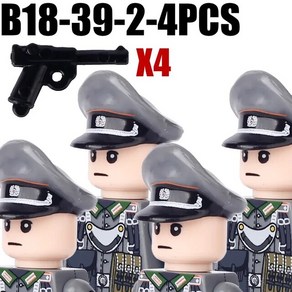 레고 호환 MOC WW2 독일군 군인 피규어 장교 빌딩 블록 권총 무기 브릭 장난감 선물, [01] CAB2 Black, 1개