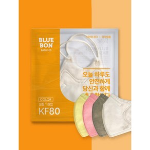 KF80 블루본 베이직 새부리형 대형 컬러 마스크 100매, 코코넛화이트, 100개