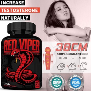 Red Vipe 남성용 에너지 보충제 - 남성용 매우 효과적인 지구력 힘 및 근력 부스터 - 프리미엄 인삼, 1박스, 60정