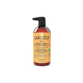 PURA DOR 퓨라도르 MD 맥시멈 디펜스 샴푸 473ml Anti-Hai Thinning Shampoo 16oz, 1개