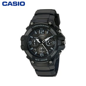 카시오 Casio 남성용 크로노그래프 스테인리스 스틸 쿼츠 시계 블랙 25 합성수지 소재 스트랩 견고함 (MCW-100H-1A3VCF)