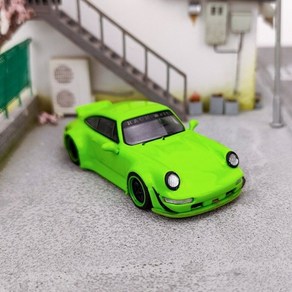 Flame 1:64 포르쉐 RWB 964 - 그린 (2가지 윙 옵션), A(Small Wing), 1개