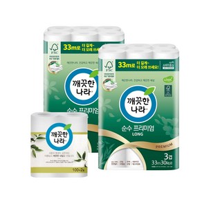 물에 잘녹는 화장지 순수프리미엄 롱 33m 3겹 60롤 휴지+200매, 60개