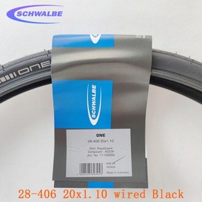 자전거부품 Schwalbe-One 20 인치 28 406 20x1.10 로드 폴드 자전거 타이어 451 20x1 1/8 옐로우 에지 블랙 스틸 유선 부품, 28 406 20x1.10 블랙, 1개