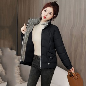 ROYALBELLE 여성 스탠드넥 쇼트핏 패딩 점퍼 데일리 기본 집업 심플 캐주얼 패딩 재킷 V100405