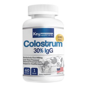 키서플리먼트 초유 영양제 500mg 콜로스트럼 Colostum 30% IgG 60 캡슐 하루 1정 섭취 스페셜 프리미엄 포뮬라 Key Supplements, 1개, 60정