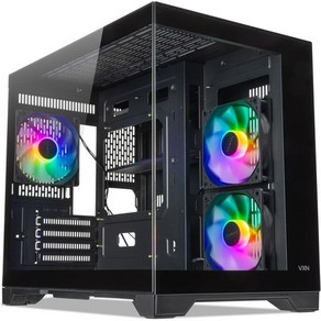 테크웨어 VXN 에보 프로 RGB 팬이 장착된 MATX ITX PC 케이스 마이크로 ATX 게이밍 컴퓨터 데스크톱 미드 타워 듀얼 강화 유리 챔버 리버스 블레이드 측면 흡입구