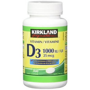 Kikland Signatue Vitamin D3 1000 IU 360 Tablets 커클랜드 시그니처 비타민 D3 1000 IU 360정, 1개