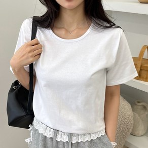 [디아미뇽] 메인 라운드넥 무지 레이어드 반팔티