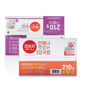 CJ 햇반 잡곡밥210g 12개 + 흑미밥210g 12개 세트, 24개, 210g