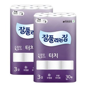 미래생활 잘풀리는집 3겹 화장지 깨끗한 터치 두루마리휴지 30롤 2팩, L25-잘풀리는집화이트 30롤x1팩, 1개, 30개입