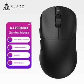 무선 게이밍 마우스 블루투스 AJAZZ AJ199 MAX 경량 트리플 모드 USB 유선 26000DPI 컴퓨터 PC 노트북용 51g 신제품, 없음, 2) AJ199MAXBlack