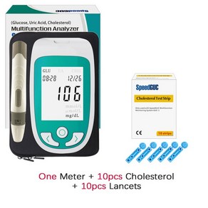 휴대용 정밀 3in1 다기능 콜레스테롤 요산 혈당 측정기 모니터 테스트 스트립 글루코 미터 키트 당뇨병 통풍 테스터, 한개옵션1