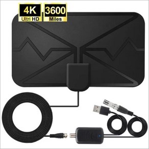 Rondaful 980/2000 마일 HD TV 안테나 실내 미니 디지털 DVB-T2 지원 4K 스틱 신호 수신기, 01 black, 1개