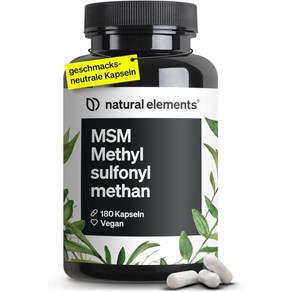 [B0DB8B189K] natual elements MSM Kapseln - 180 vegane Labogepuefte 1600mg Methylsulfonylmethan (M, 1개