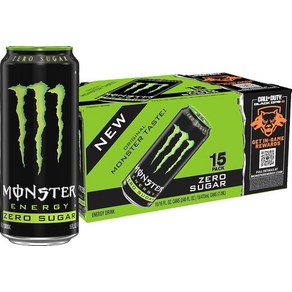 Monster Energy Zero Sugar 그린 오리지널 저칼로리 에너지 드링크 473ml16온스 15팩 371770