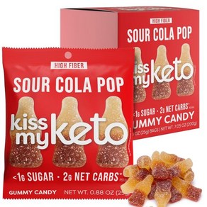 구미 젤리 Kiss My Keto Sou Gummy Woms – 설탕 1g 저탄수화물 고섬유질 비 GMO 신맛 캔디 한 벌레 캔디 맛있는 Wom 개별 패킷(8팩), 1개, 25g