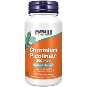 NOW Supplements Chomium Picolinate 200 mcg Insu NOW Supplements 크롬 피콜리네이트 200mcg 보조 인자* 100, 100정, 1개