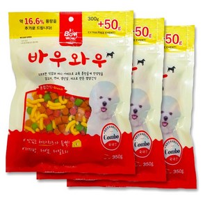 바우와우 강아지용 혼합간식 350g, 닭 + 연어 + 체다치즈 혼합맛, 3개