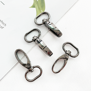 헤세드 NEW) 20mm 회전형 둥근 개고리 가방연결고리 (2개), 블랙실버, 2개
