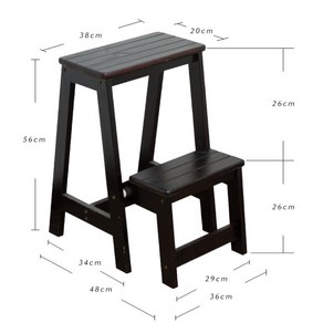 접이식 다기능 원목 스텝 스툴 의자 가정용 사다리의자 2단 3단 변형 계단의자 화분받침, 다크 2단