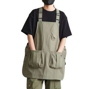 두리앤고 남녀공용 만두 포켓 카페 앞치마 방수, 카키, 1개
