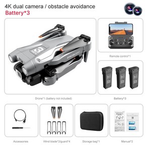 Z908 Po 드론 4k 듀얼카메라 입문용 배터리포함, 그레이 - 배터리 3개, 1개