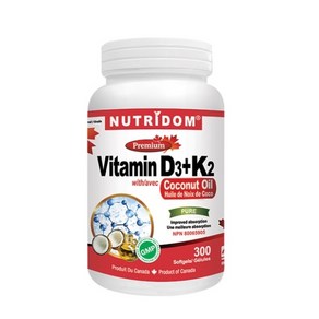 (뉴트리돔) 비타민 D3+K2 300정 면역 뼈건강 (Nutidom Vitamin D3+K2 300caps), 1개