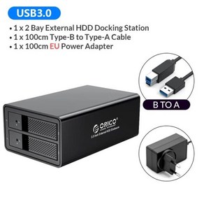 ORICO-95 시리즈 멀티 베이 3.5 3939알루미늄 HDD 도킹 스테이션 sata-usb3.0 150W 내부 전원 인클로저 Raid, [02] 2 Bay EU Plug, 02 2 Bay EU Plug