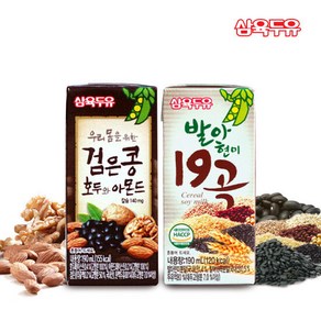 [삼육두유]검은콩 호두와 아몬드 190ml 48팩+발아현미 19곡 190ml 48팩, 48개