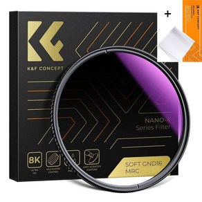 K&F Concept 67mm NANO-X MRC GND16 (1.2) 그라데이션 원형필터 - Soft Gadient ND16 (4 Stops) Filte + Cloth, 67mm GND16 Filte