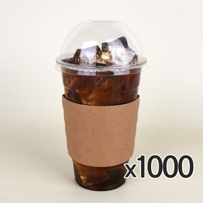 국산 아이스컵 92파이 16온스 + 돔뚜껑 +크라프트 홀더 1000개 세트, 480ml