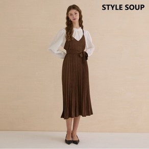 [숲(SOUP)] 25%쿠폰 SOUP 슬리브리스 플리티드 원피스
