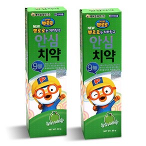 뽀로로는 치카친구 안심치약 어린이치약 무불소 80g 천연딸기향/천연사과향, 2개