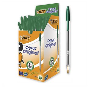 BIC 빅 크리스탈 오리지널 볼펜 그린 1.0mm 50개 Cistal Oiginal Ballpoint Pens Geen