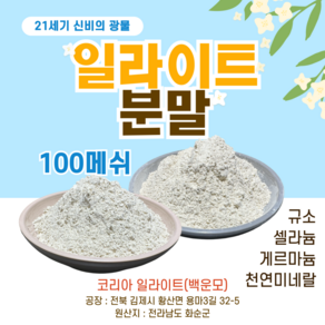 일라이트(백운모) 분말 100메쉬 1kg / 새집증후군 증금속중화 수맥차단 원적외선방출 냄새제거 코리아 일라이트 온누리황토, 1개