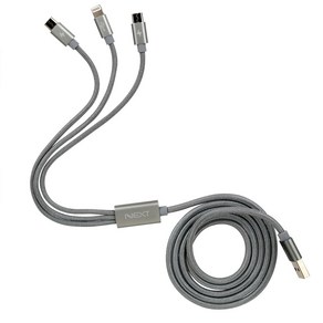 넥스트 라이트닝 8핀 + 마이크로 5핀 x 2포트 타입 3in1 USB 멀티 충전케이블 NEXT-1573LMM, 1개