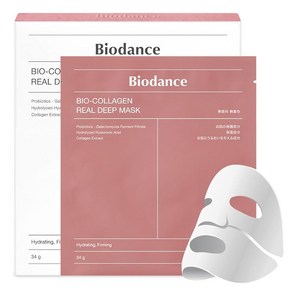 Biodance 바이오댄스 바이오콜라겐 리얼 딥 마스크 34g*4장  하이드로겔 마스크  고보습  탄력 윤기 모공케어끈적이지 않음 건조 민감성 피부 한국 화장품, 1개입, 4개