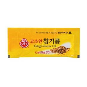 [제이케이푸드] 오뚜기 일회용 고소한 참기름 (4.5ml x 100개) 업소용 파우치, 100개, 4.5ml